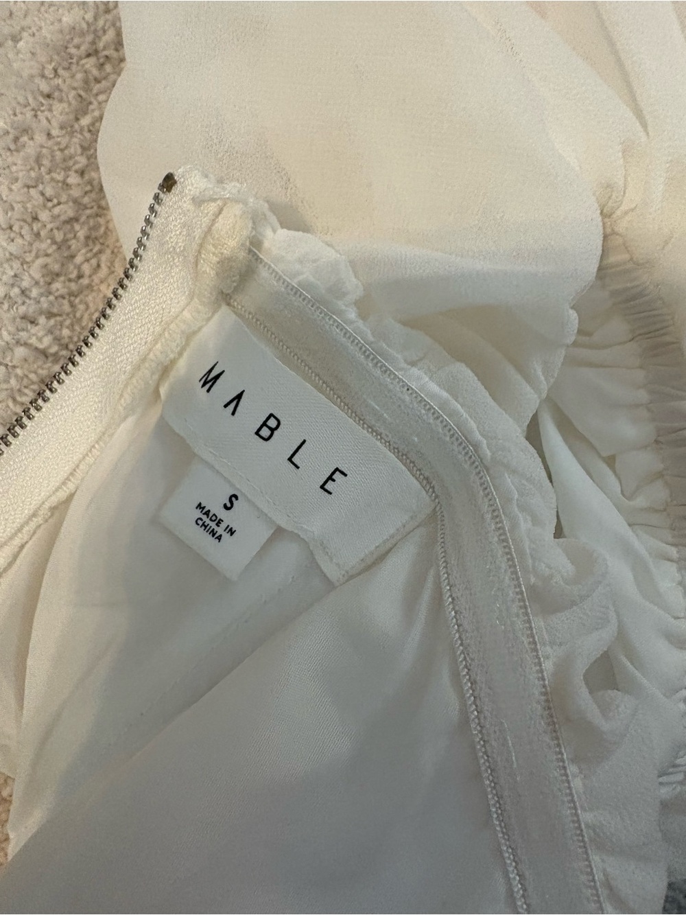 MARBLE Ivory Strapless Ruffle Crop Top - Picture 2 of 2